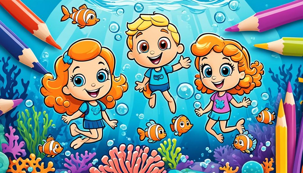 Bubble guppies color sheet featuring Molly and Gil