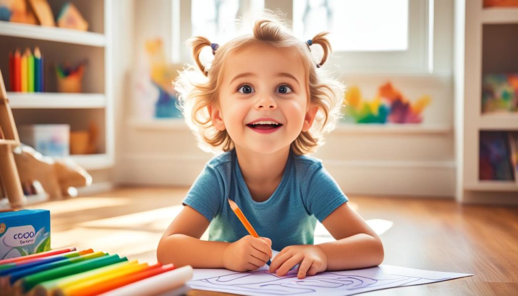 Child coloring a Tails coloring sheet