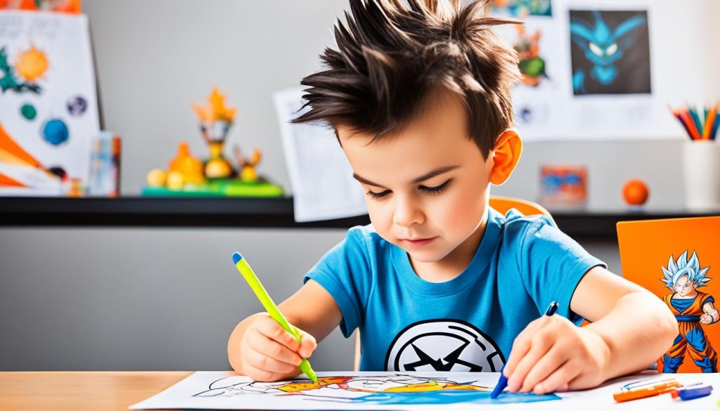 Child engaged in Dragon Ball Z Coloring Activity