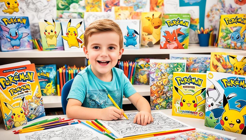 Child enjoying Pokemon coloring activities