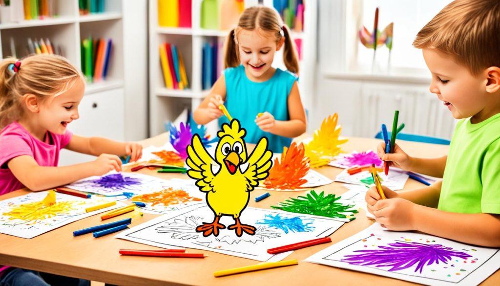 Children coloring chicken drawing sheets