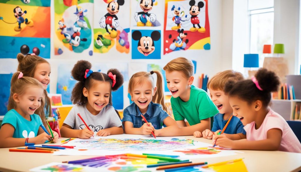 Children enjoying Mickey Mouse Clubhouse coloring pages