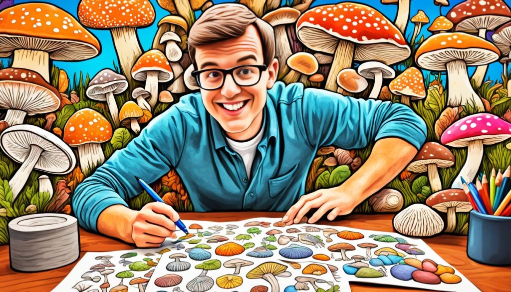 Crafting with mushroom coloring images