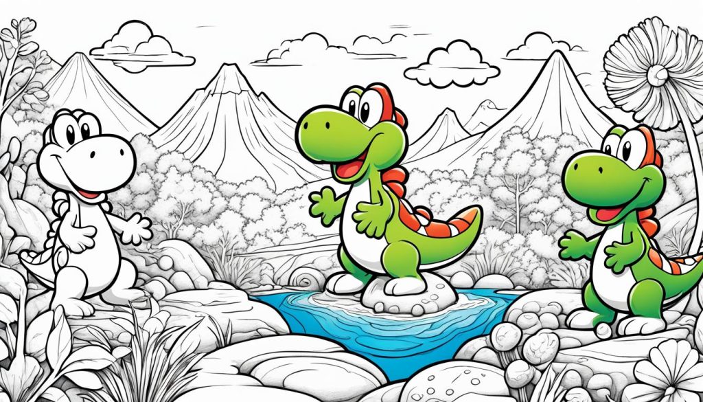 Creative yoshi coloring book illustrations
