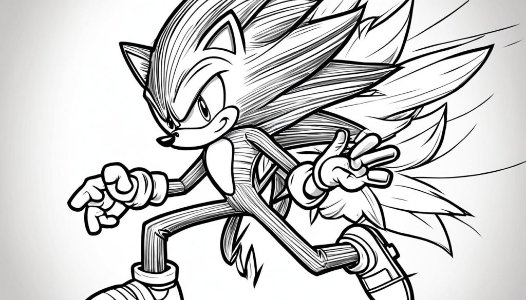 Detail of a Dark Sonic coloring sheet Detail of a Dark Sonic coloring sheet