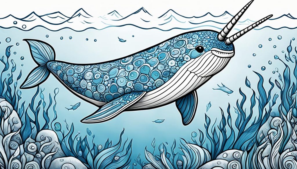 Detailed Narwhal Drawing