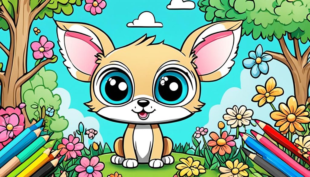 Digital chibi coloring book illustrations