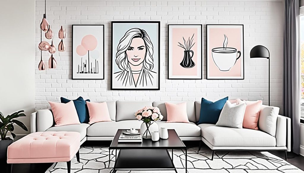 Example of Demi Lovato art print used in home decor