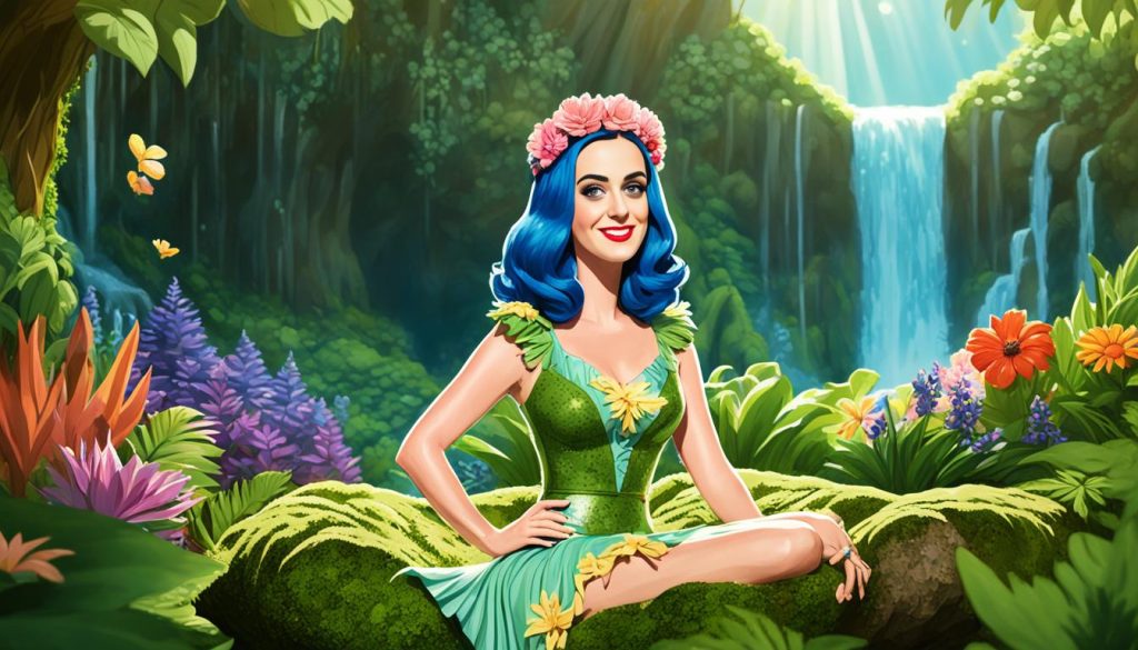Katy Perry coloring page amidst nature