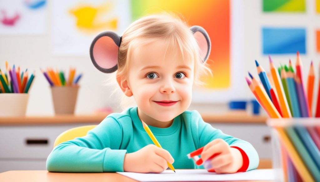 Kid engaging in coloring activity.