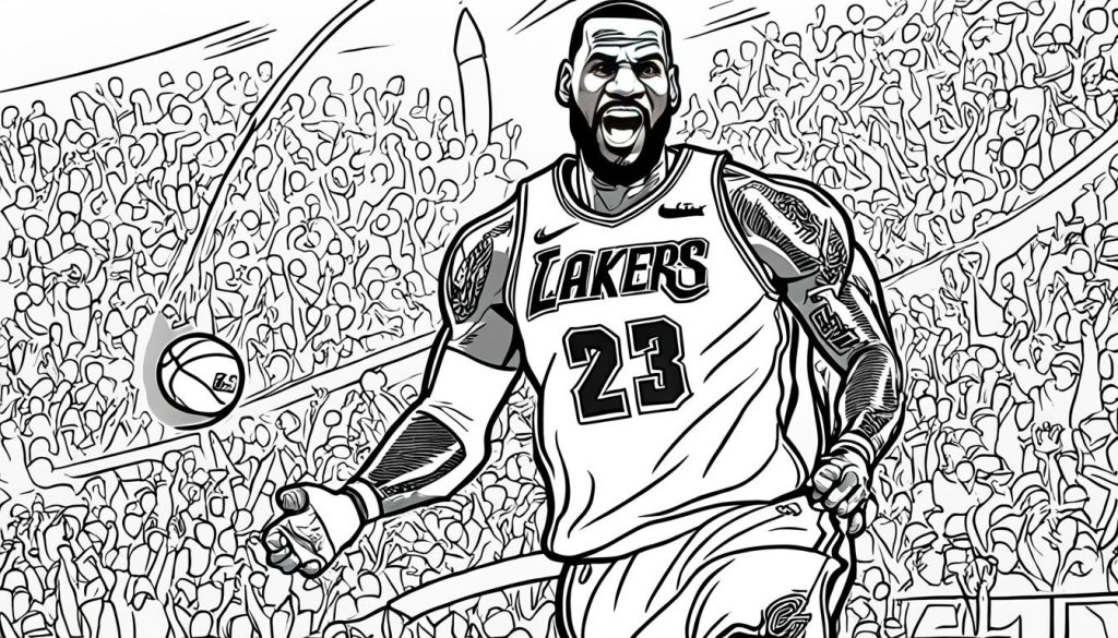LeBron James Coloring Sheet of Iconic Moment