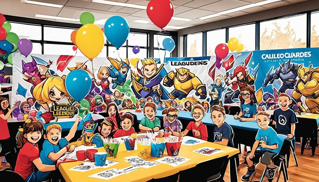 League of Legends themed party with coloring activities