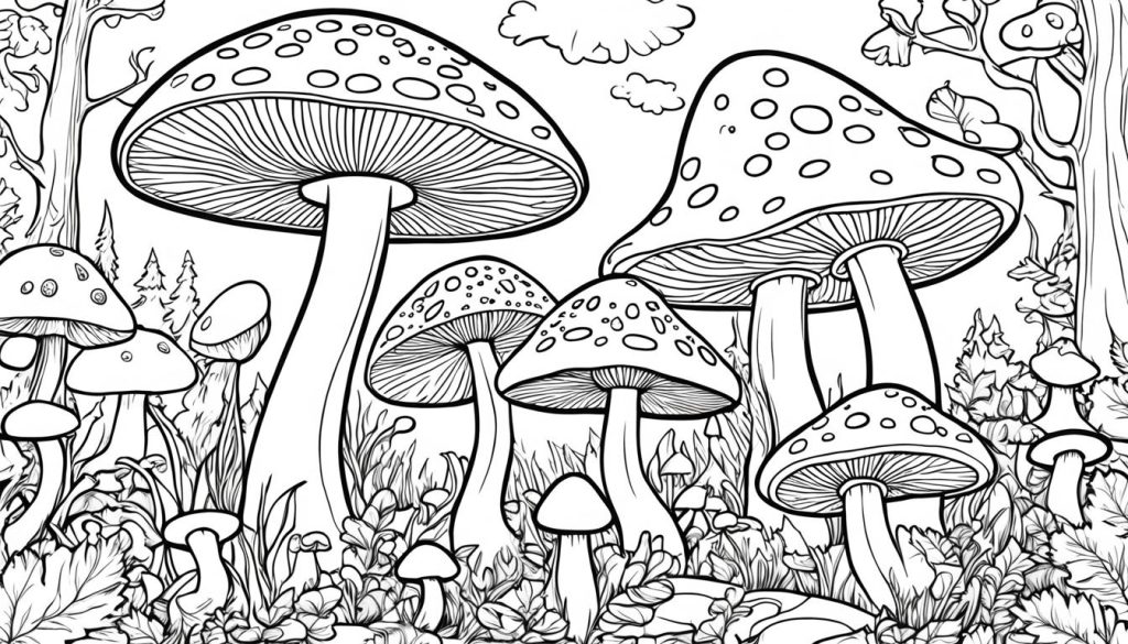 Mushroom Coloring Pages for Adults