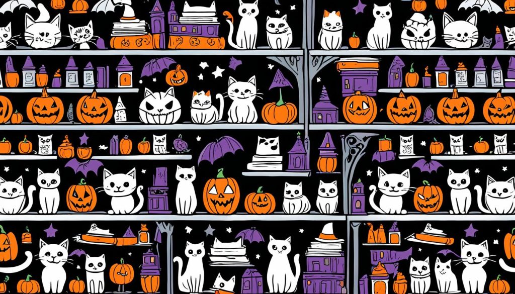 Organizing Halloween cat art prints