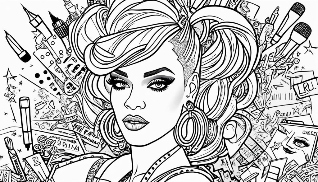 Rihanna fan art coloring pages examples