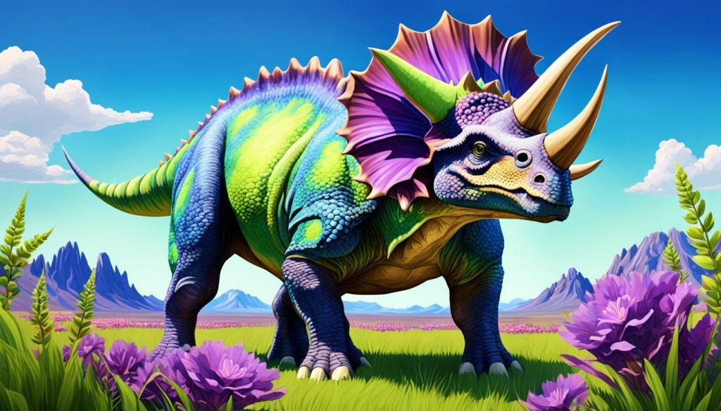 Showcasing colored triceratops
