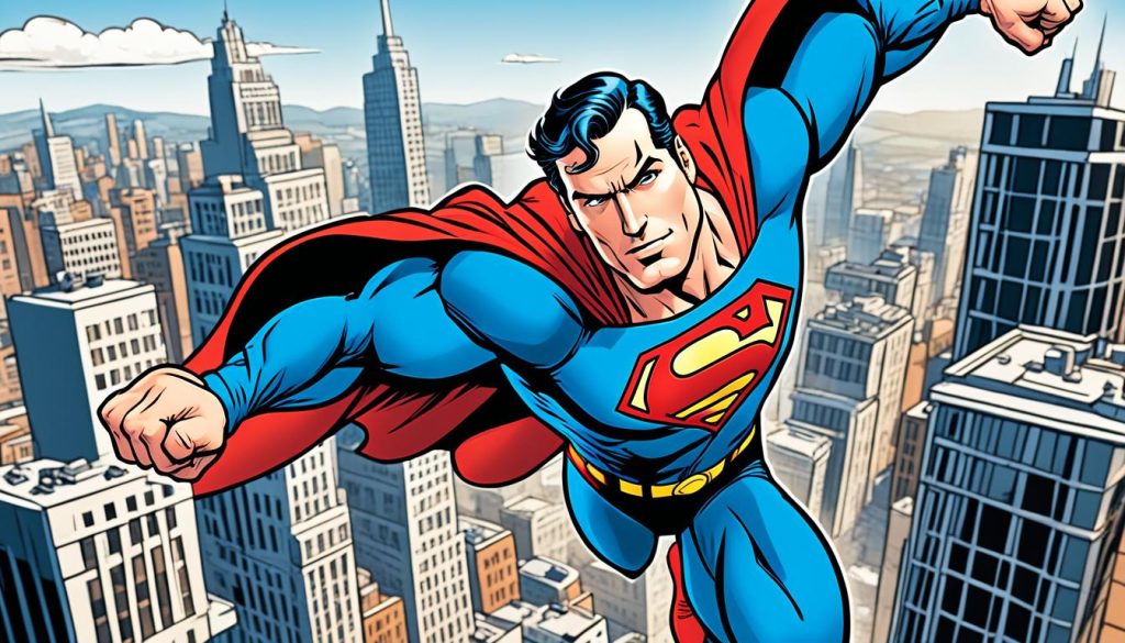 Superman action shot printable coloring page