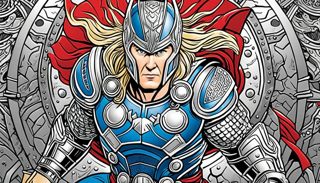 Thor's detailed armor in coloring books