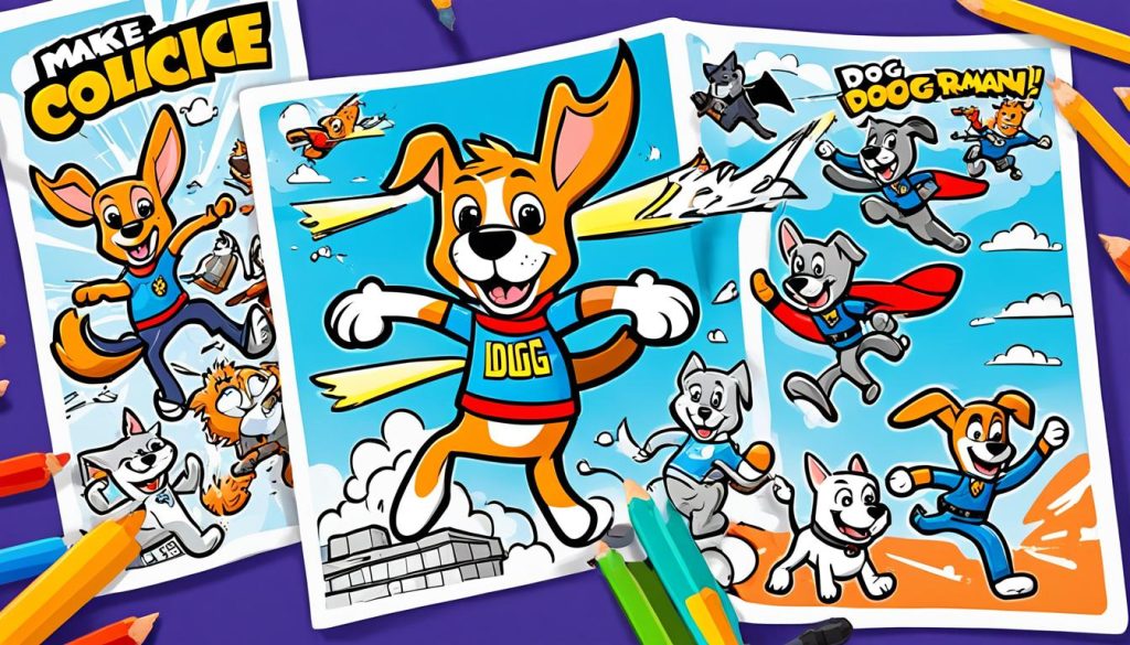 Variety of Dog Man Coloring Sheets