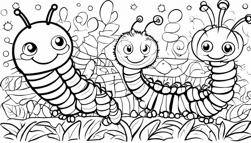 Variety of caterpillar coloring sheets