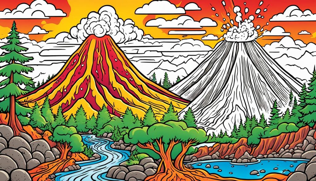 Volcano coloring book for children