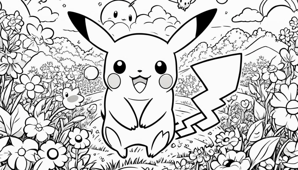 adorable pikachu kirby coloring sheet