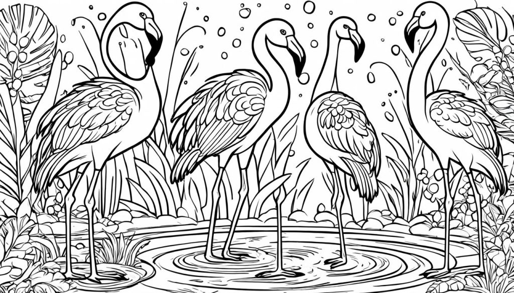 assortment of printable flamingo coloring pages