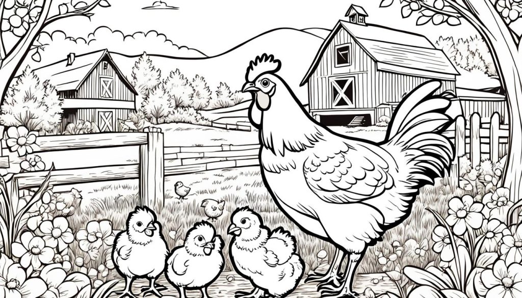 chicken coloring pages color book art print