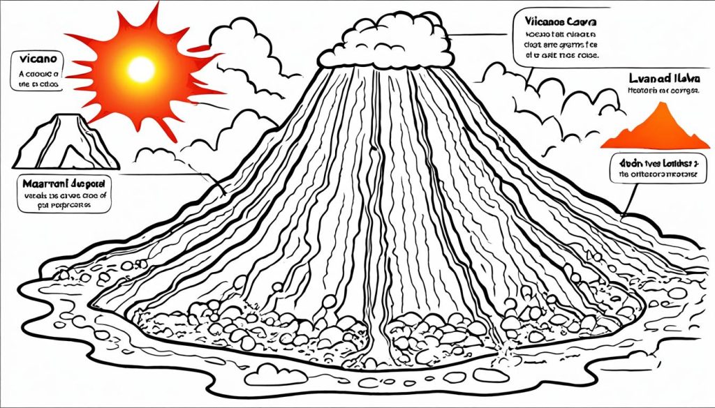 labeled volcano coloring sheet