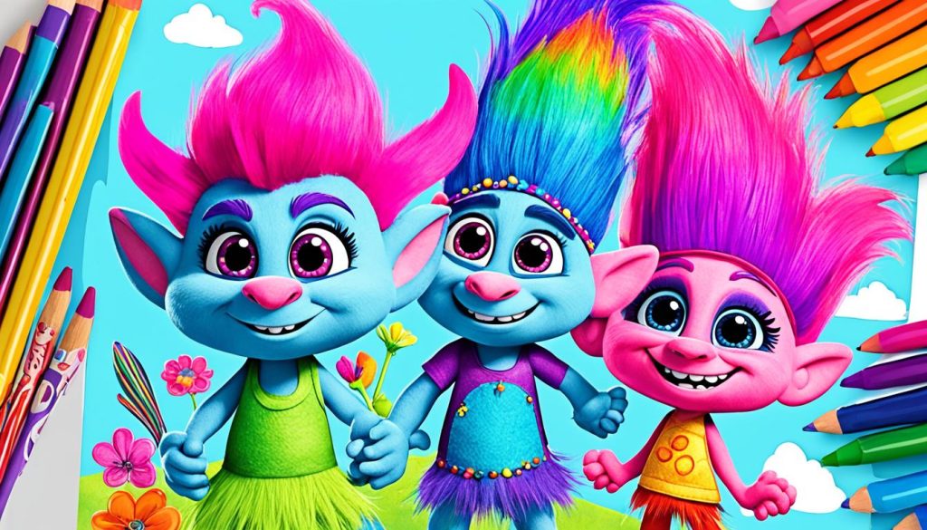 printable Trolls movie coloring pages