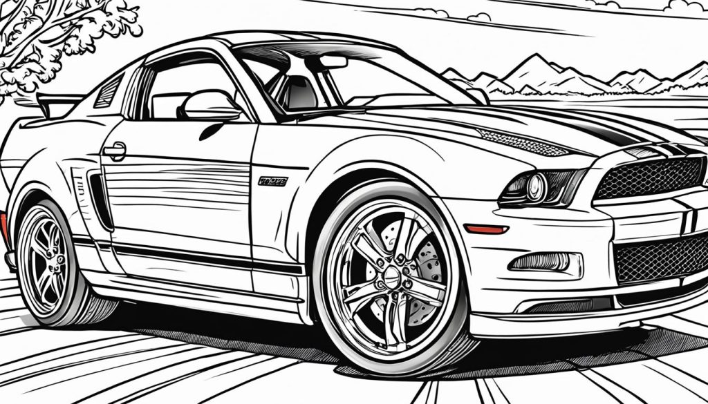 A selection of automobile-themed coloring pages