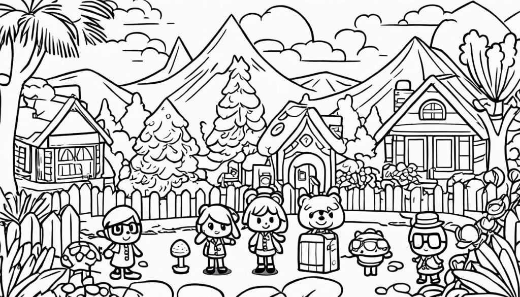 Animal Crossing coloring pages color book art print
