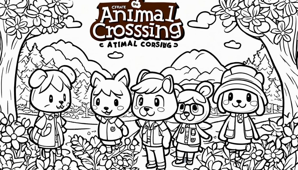 Animal Crossing coloring pages color book art print