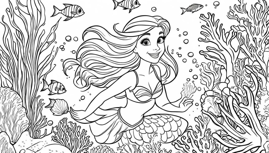 Ariel mermaid coloring pages