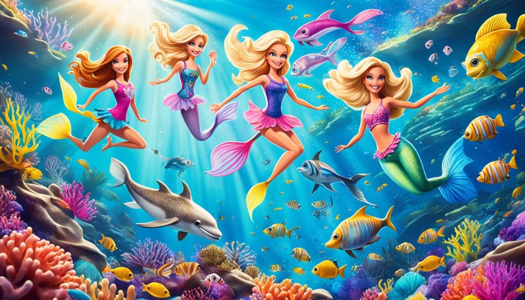Barbie mermaids and friends color page