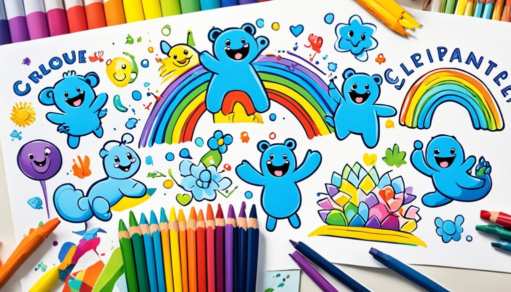 Blue Rainbow Friends Coloring Activities