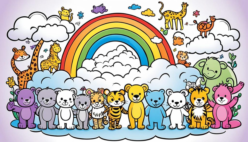 Blue Rainbow Friends Coloring Pages