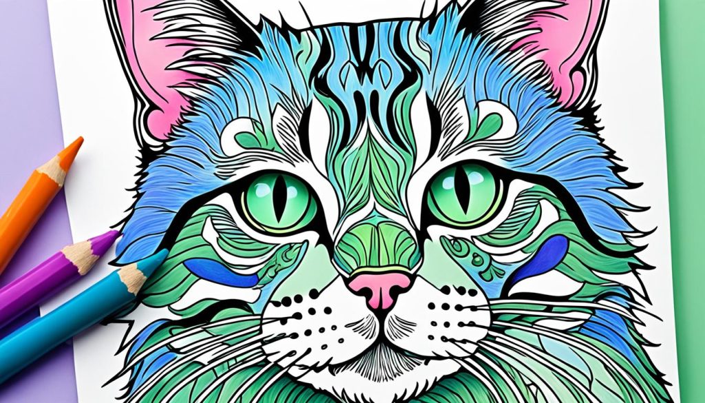 Cat coloring pages for stress relief
