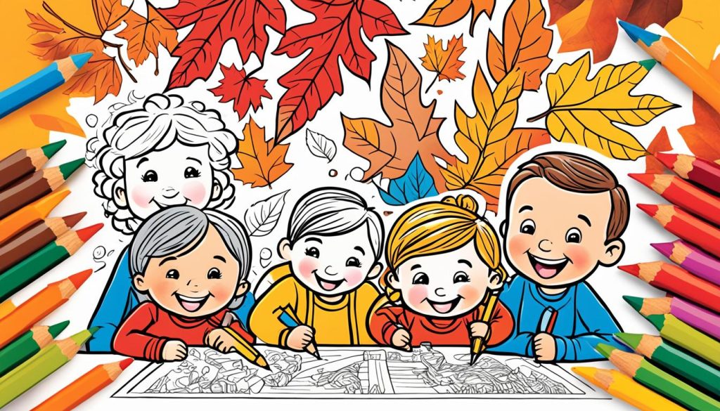 Children engaged in November themed coloring activities