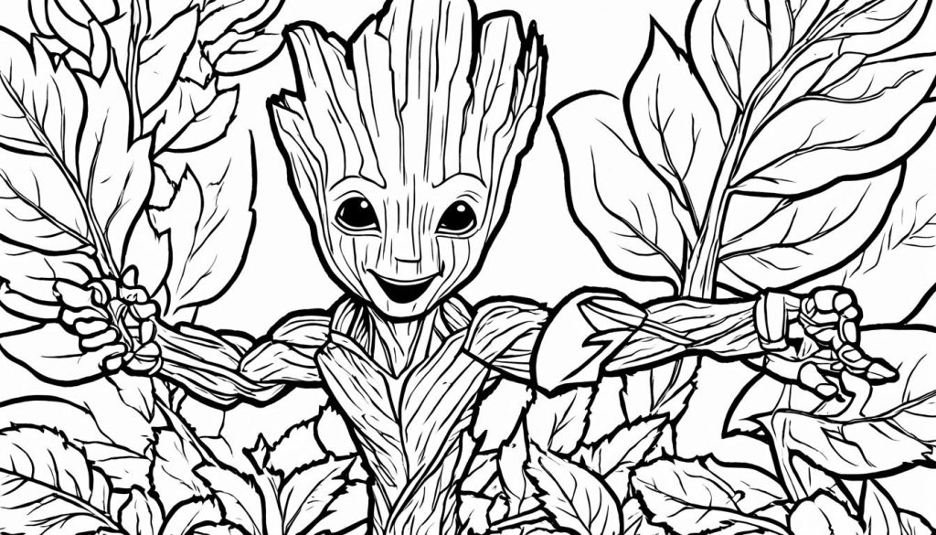 Collection of printable Groot coloring pages