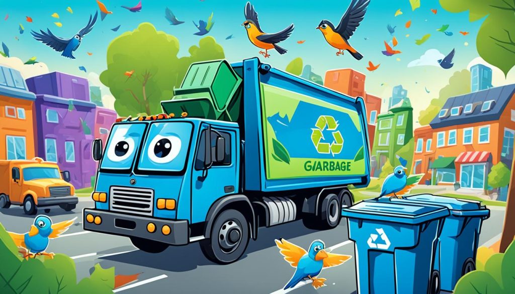 Colorful clipart of a garbage truck