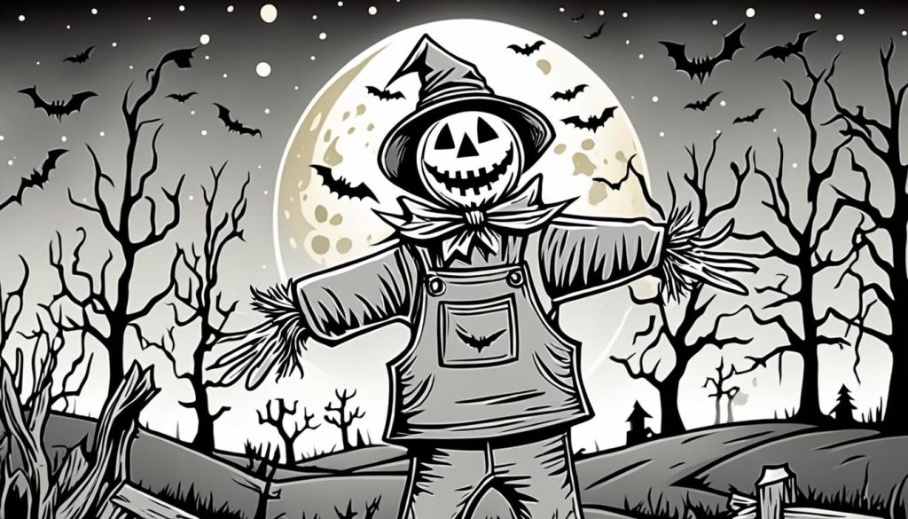 Creepy Scarecrow Halloween coloring page