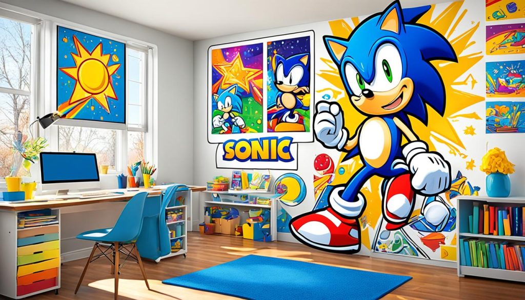 Decorating space with Sonic 2 colored pages