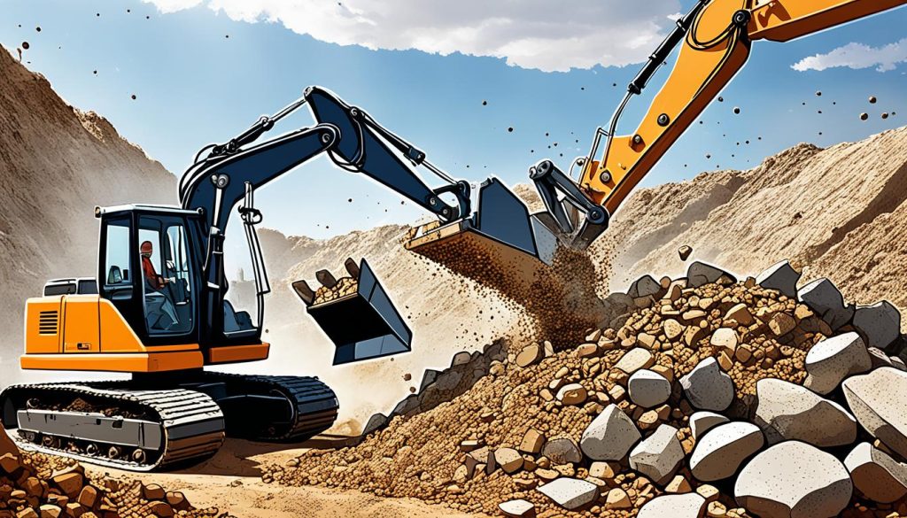 Excavator in action