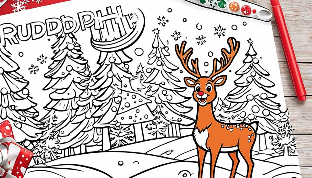 Famous reindeer Rudolph Coloring page