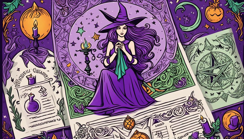 Hand-colored witchcraft themed pages