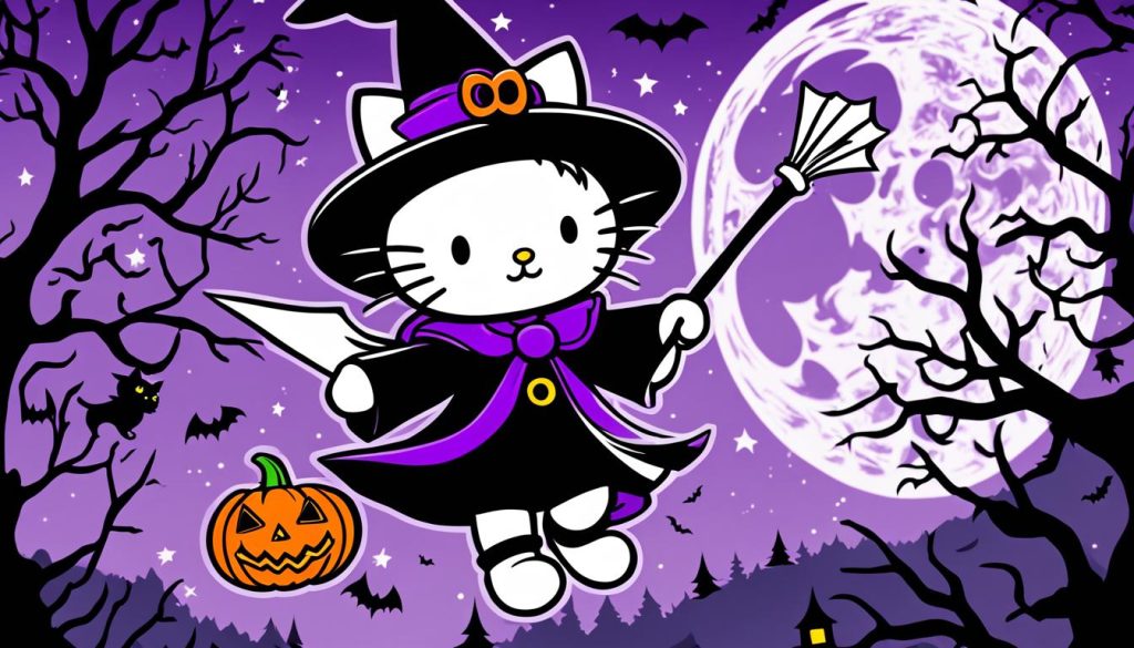Hello Kitty Halloween Witch Coloring