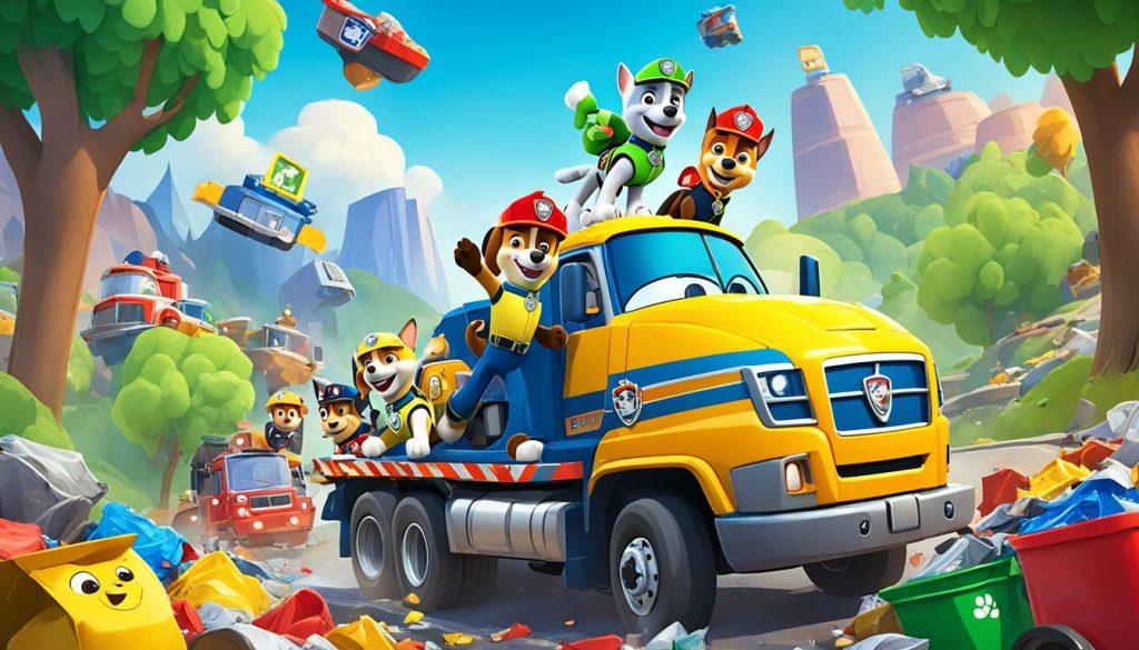 Paw Patrol with Rocky and Garbage Truck to Color
