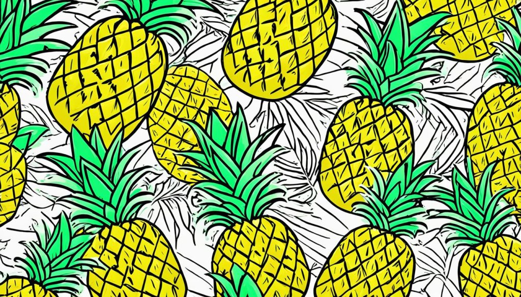 Pineapple coloring book pages for themed parties