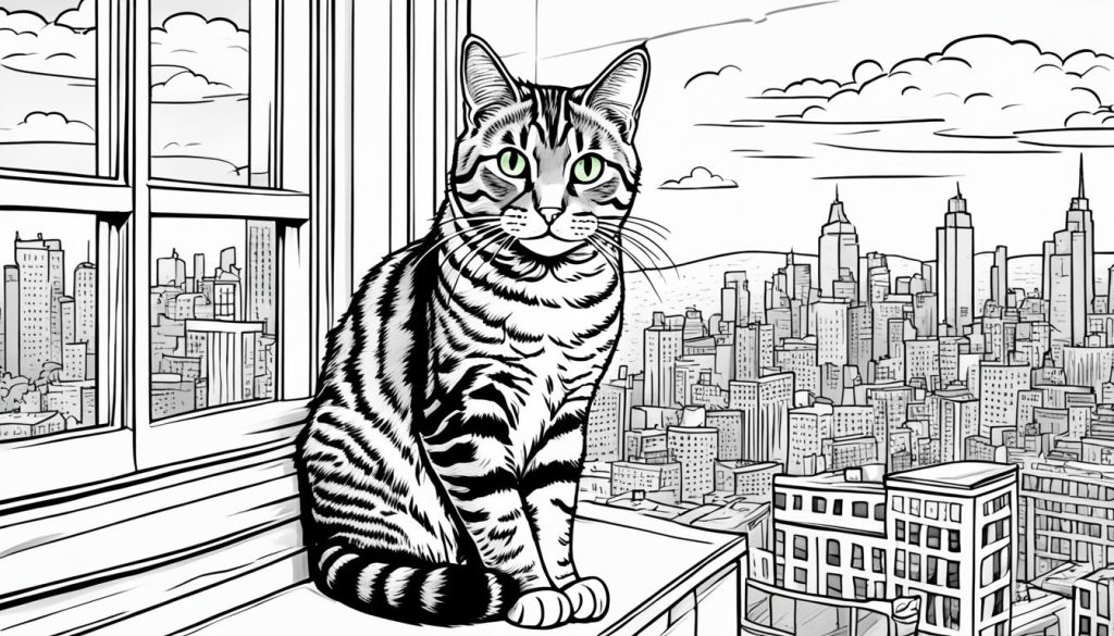 Realistic elements in cat coloring pages